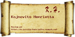 Kojnovits Henrietta névjegykártya