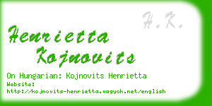 henrietta kojnovits business card